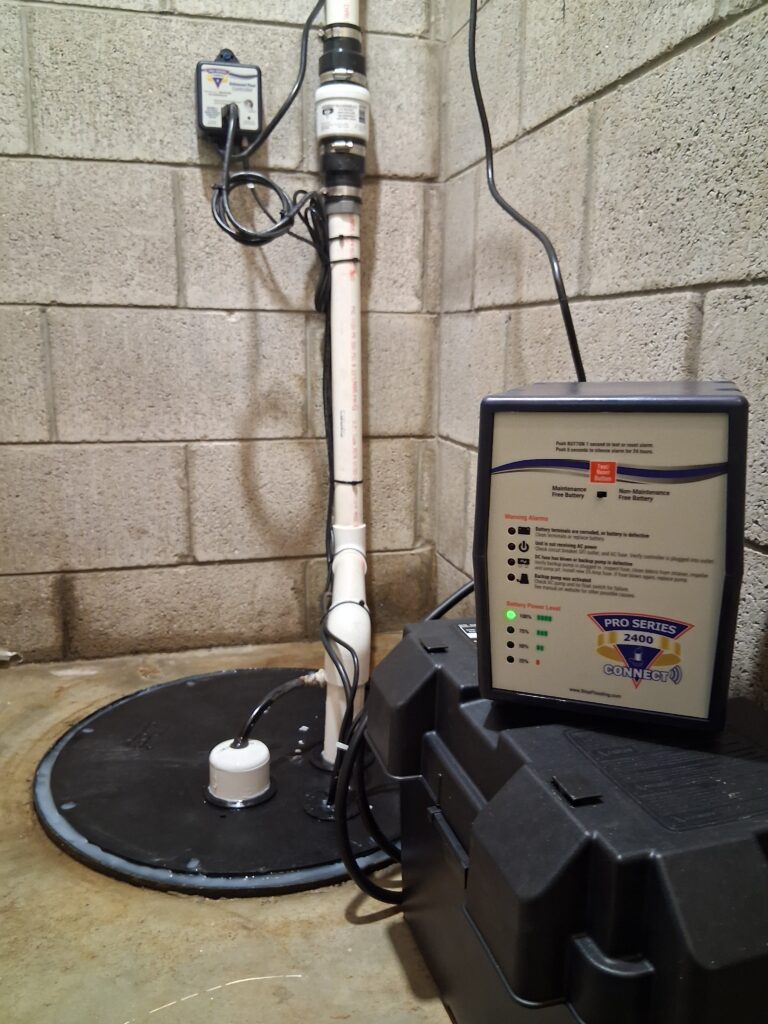 sump pump with battery pack