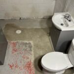 View of sink and toilet in new bathroom addition